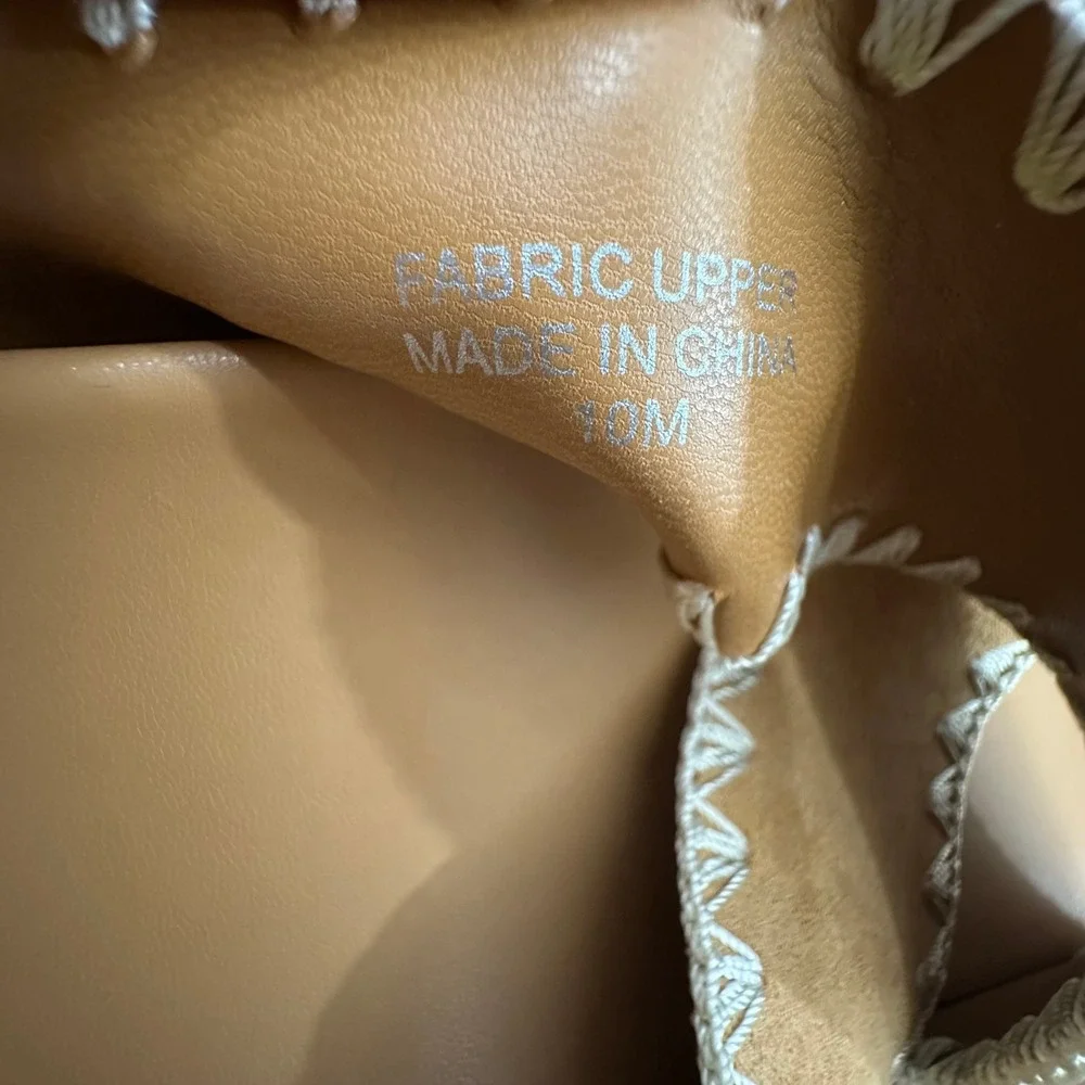 J/Slides‎ NYC Womens 10M Tan Whipstitch Crisscross Platform Slide Sandals Camel